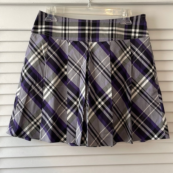 PURPLE PLAID MINI SKIRT - Picture 1 of 2